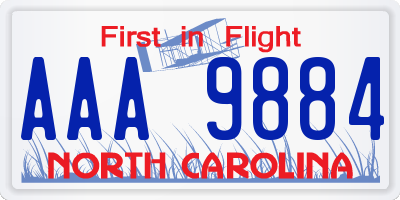 NC license plate AAA9884