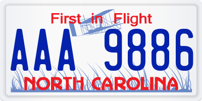 NC license plate AAA9886