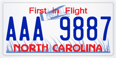 NC license plate AAA9887