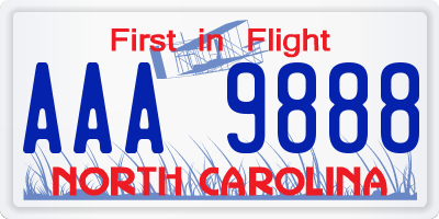 NC license plate AAA9888