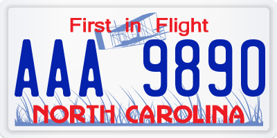 NC license plate AAA9890