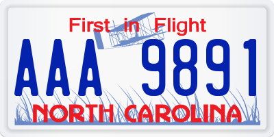 NC license plate AAA9891