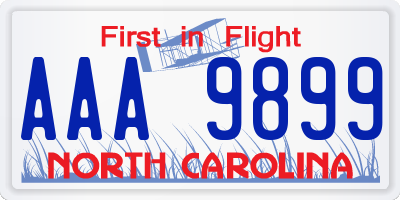 NC license plate AAA9899