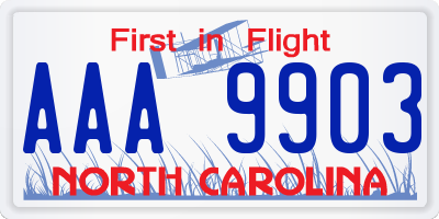 NC license plate AAA9903