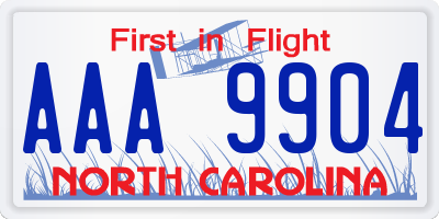 NC license plate AAA9904