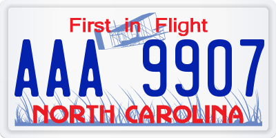 NC license plate AAA9907