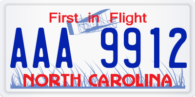 NC license plate AAA9912