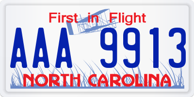 NC license plate AAA9913