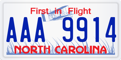 NC license plate AAA9914