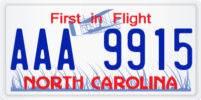 NC license plate AAA9915