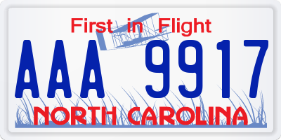 NC license plate AAA9917