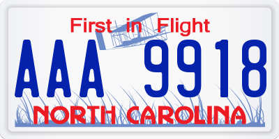 NC license plate AAA9918