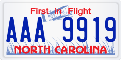 NC license plate AAA9919