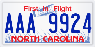 NC license plate AAA9924