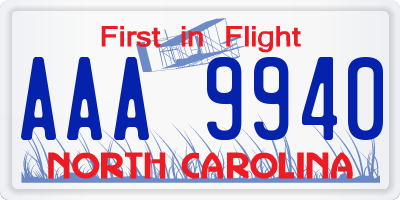 NC license plate AAA9940