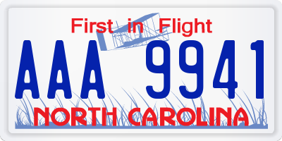 NC license plate AAA9941