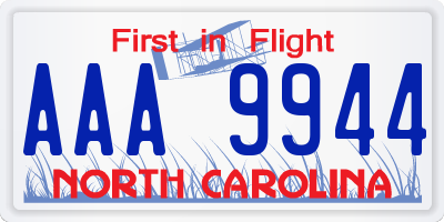 NC license plate AAA9944