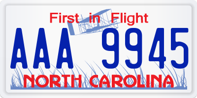 NC license plate AAA9945