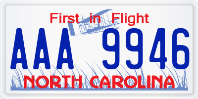 NC license plate AAA9946