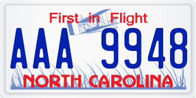NC license plate AAA9948