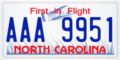 NC license plate AAA9951