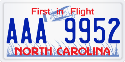 NC license plate AAA9952