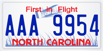 NC license plate AAA9954