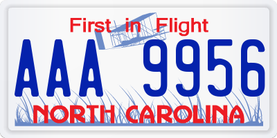 NC license plate AAA9956