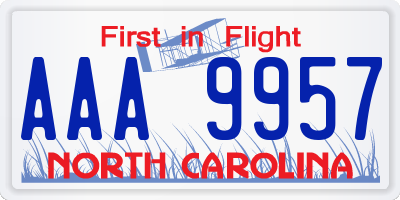 NC license plate AAA9957