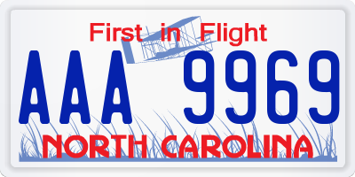 NC license plate AAA9969