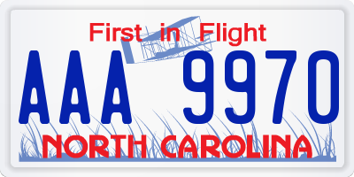 NC license plate AAA9970