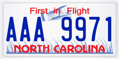 NC license plate AAA9971