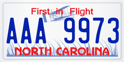 NC license plate AAA9973