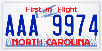 NC license plate AAA9974