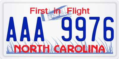 NC license plate AAA9976