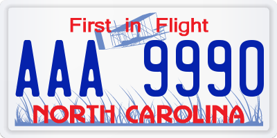 NC license plate AAA9990