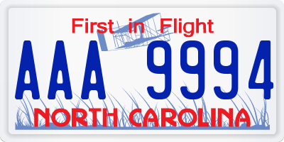 NC license plate AAA9994