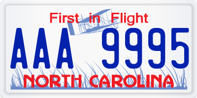 NC license plate AAA9995