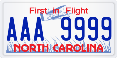 NC license plate AAA9999