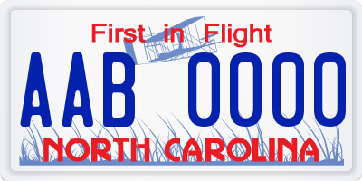 NC license plate AAB0000