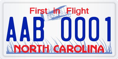 NC license plate AAB0001