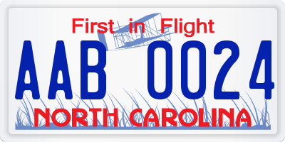 NC license plate AAB0024