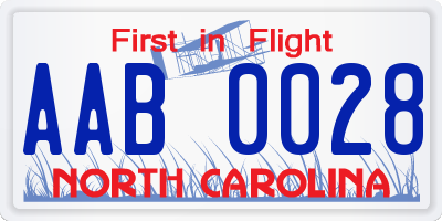 NC license plate AAB0028