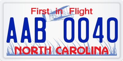 NC license plate AAB0040