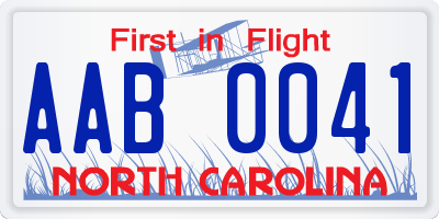 NC license plate AAB0041