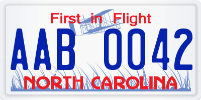 NC license plate AAB0042