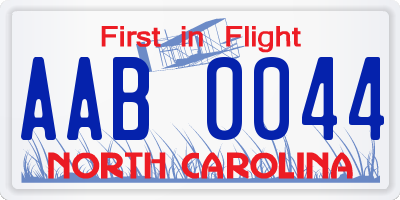 NC license plate AAB0044