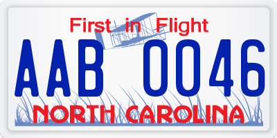 NC license plate AAB0046