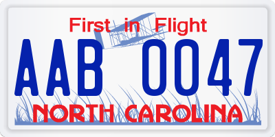 NC license plate AAB0047