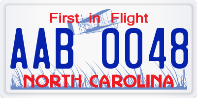 NC license plate AAB0048